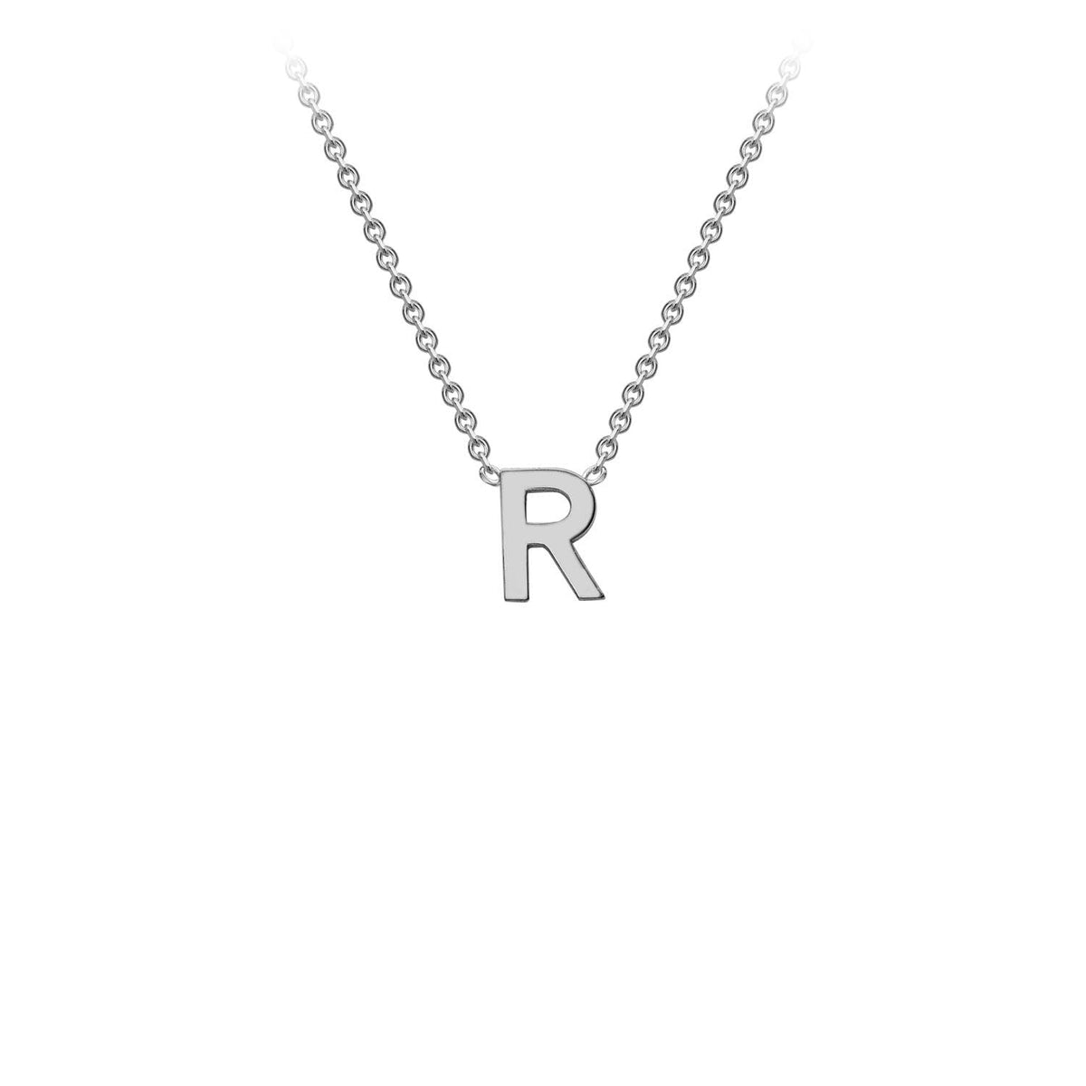 9K White Gold 'R' Initial Adjustable Letter Necklace 38/43cm - Dracakis Jewellers