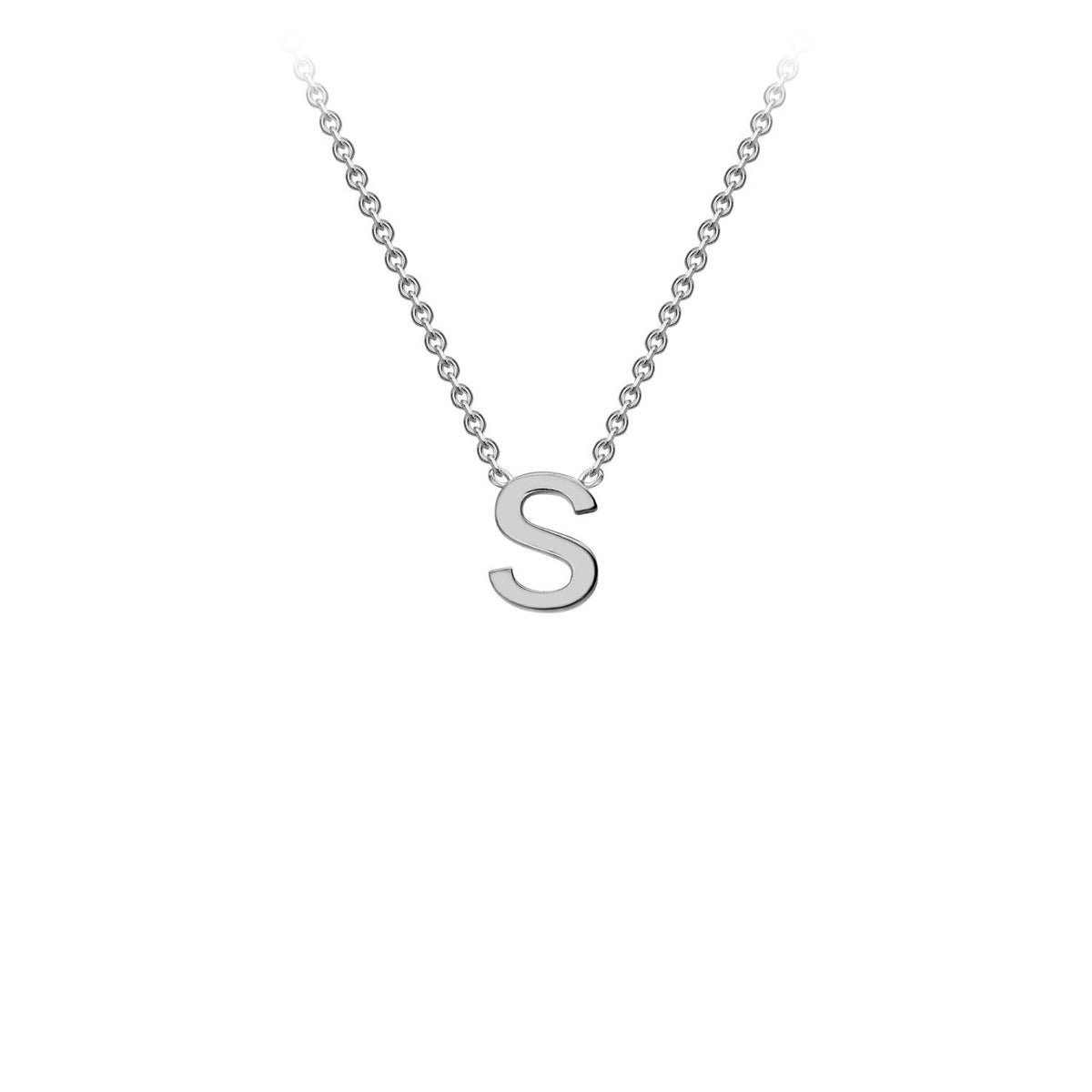 9K White Gold 'S' Initial Adjustable Letter Necklace 38/43cm - Dracakis Jewellers