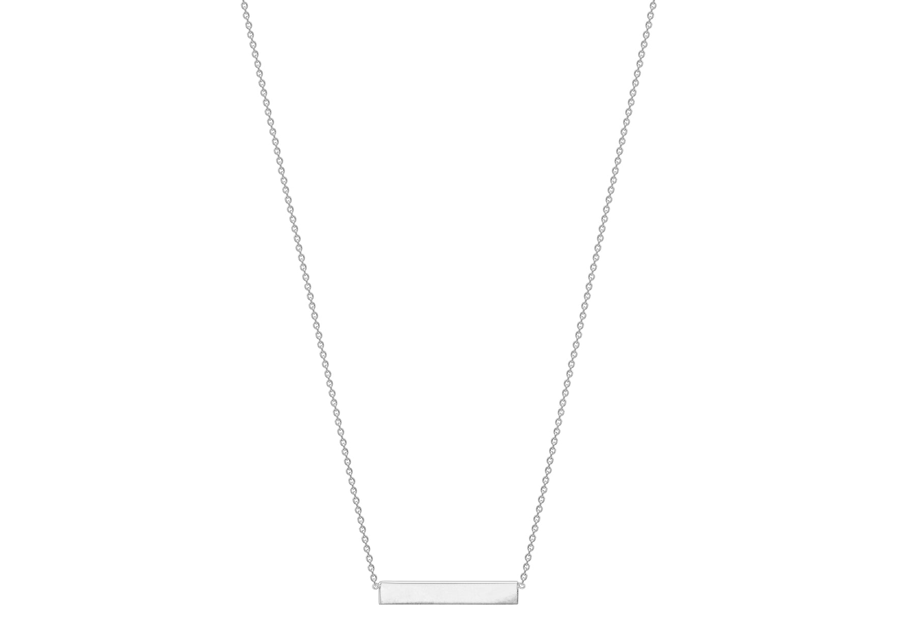 9K White Gold Solid Horizontal Bar Necklace 41+2cm - Dracakis Jewellers