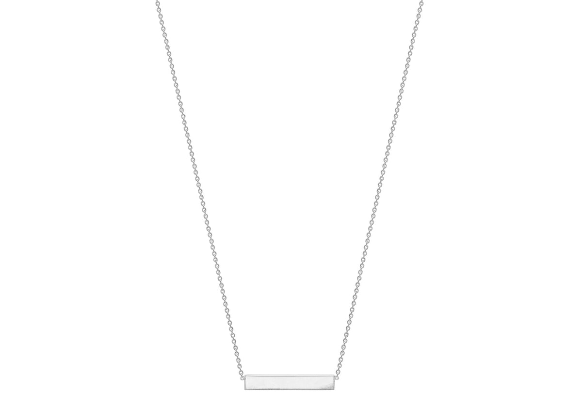 9K White Gold Solid Horizontal Bar Necklace 41+2cm - Dracakis Jewellers