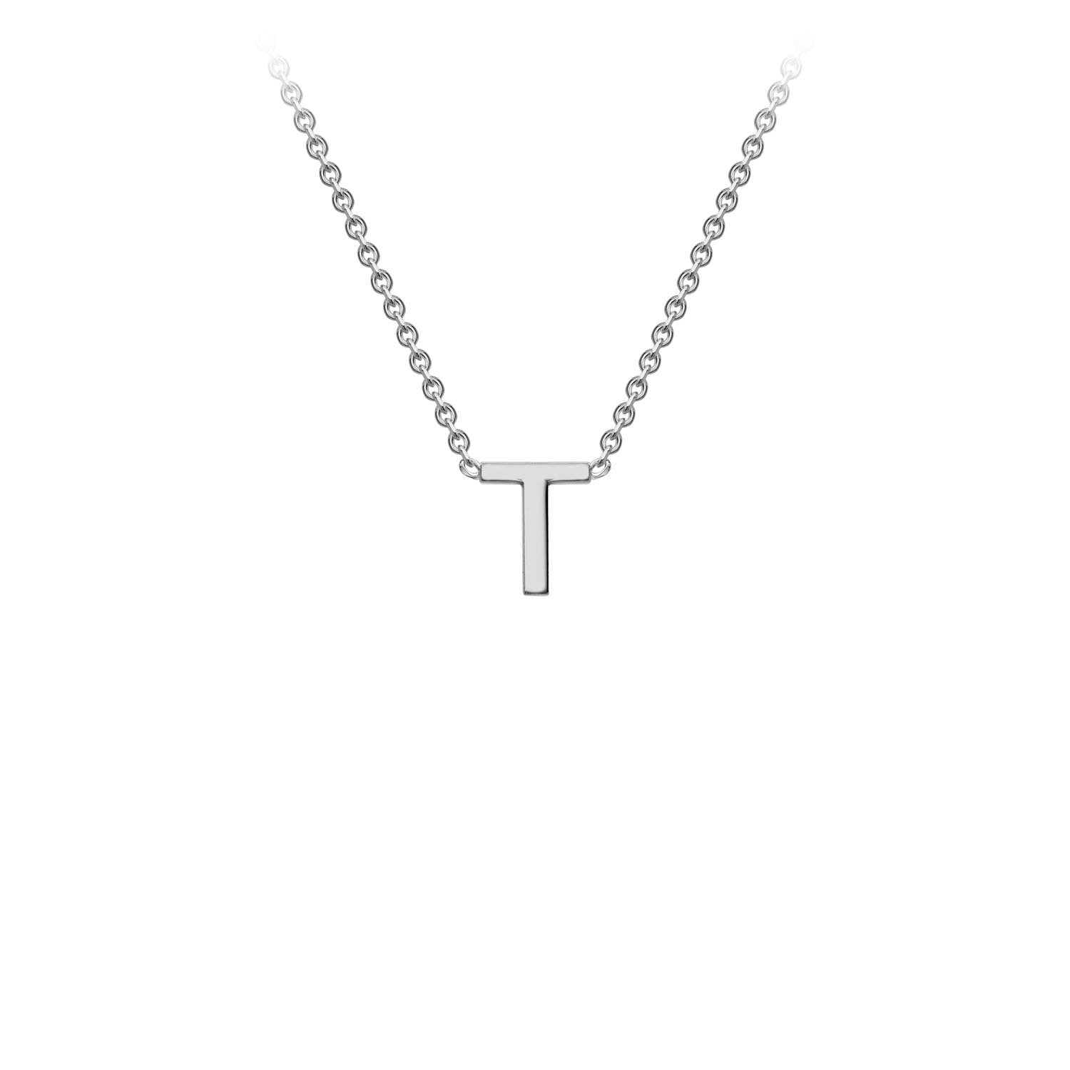 9K White Gold 'T' Initial Adjustable Letter Necklace 38/43cm - Dracakis Jewellers