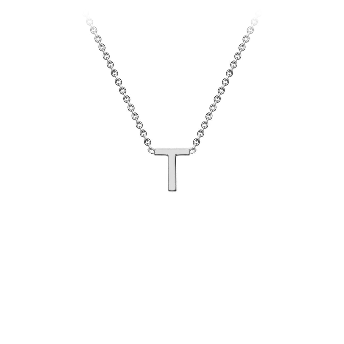 9K White Gold 'T' Initial Adjustable Letter Necklace 38/43cm - Dracakis Jewellers