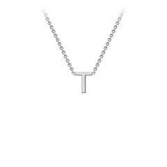 9K White Gold 'T' Initial Adjustable Letter Necklace 38/43cm - Dracakis Jewellers