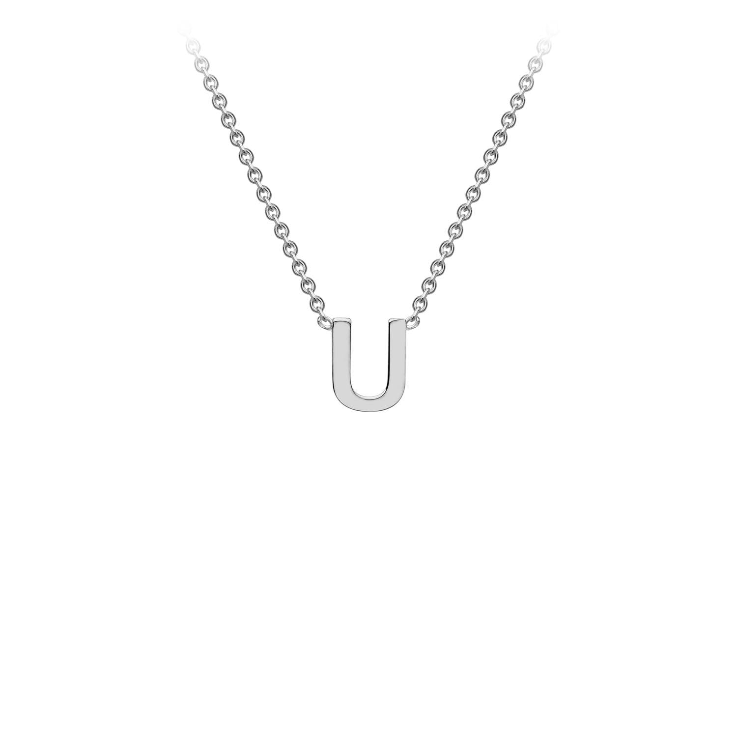 9K White Gold 'U' Initial Adjustable Letter Necklace 38/43cm - Dracakis Jewellers