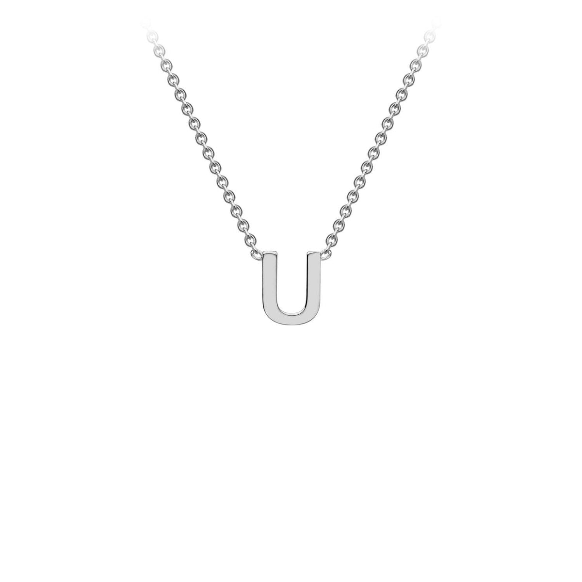 9K White Gold 'U' Initial Adjustable Letter Necklace 38/43cm - Dracakis Jewellers