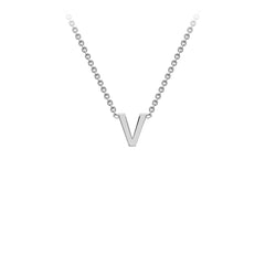 9K White Gold 'V' Initial Adjustable Letter Necklace 38/43cm - Dracakis Jewellers