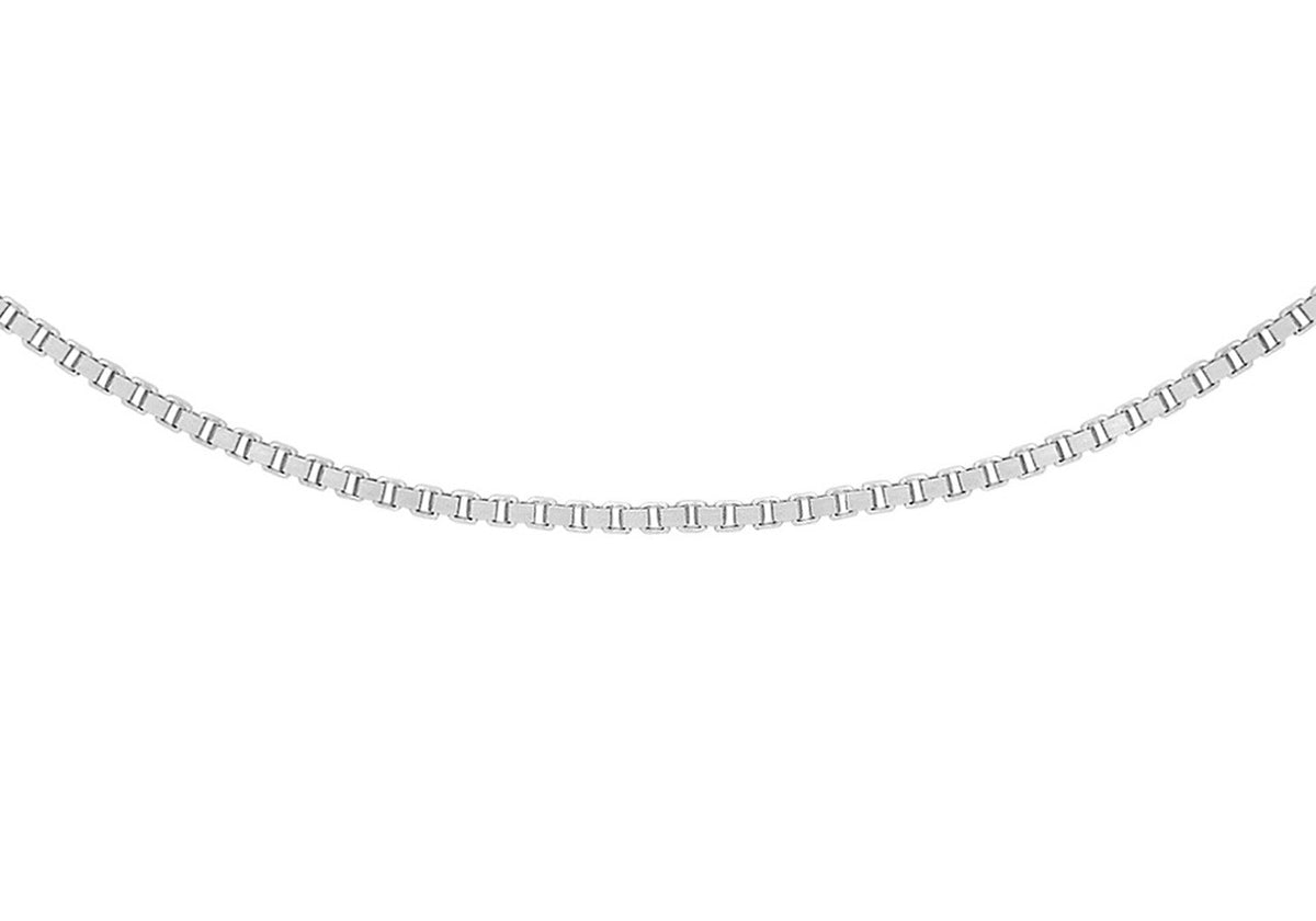 9K White Gold Venezia Box Chain Necklace 40-45cm - Dracakis Jewellers