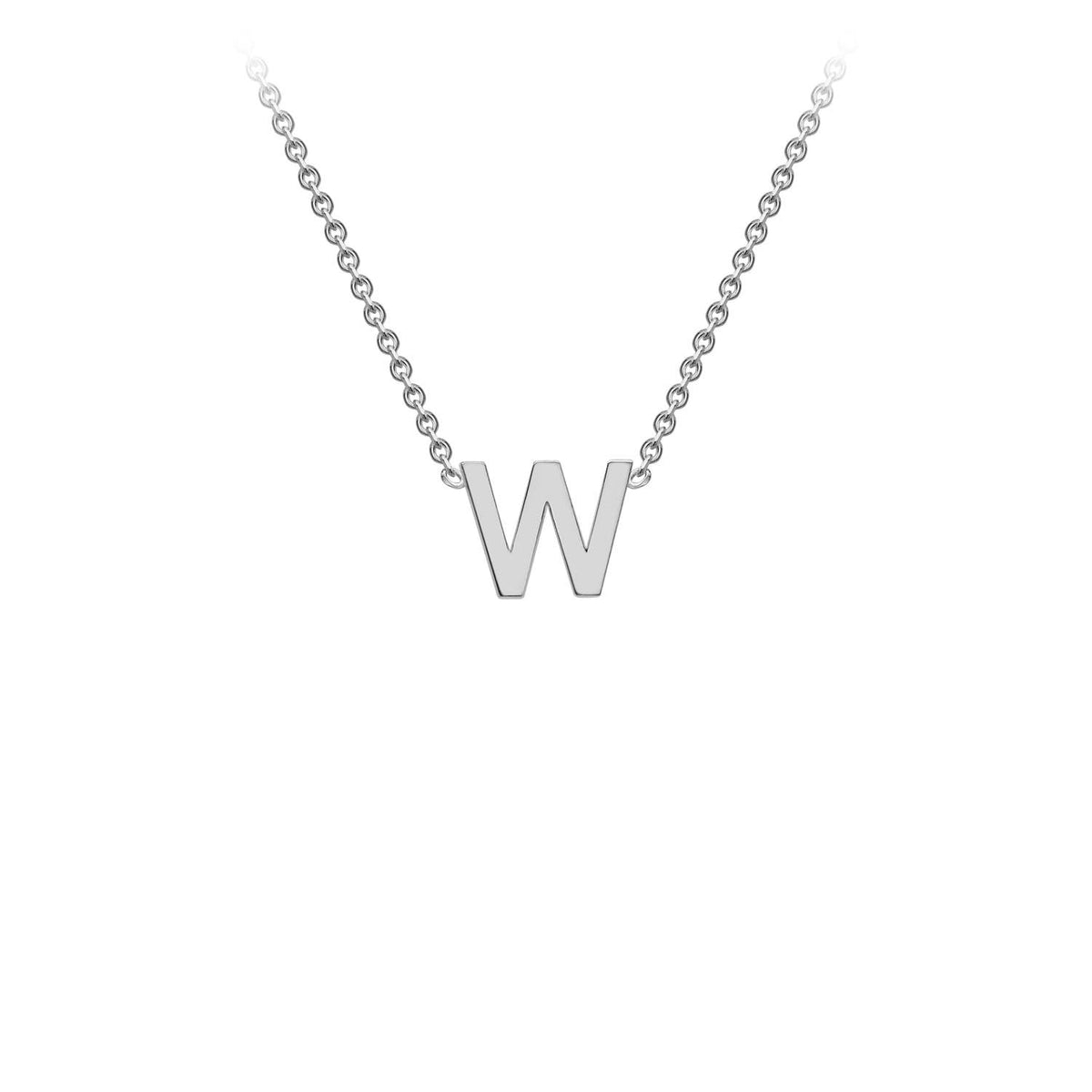 9K White Gold 'W' Initial Adjustable Letter Necklace 38/43cm - Dracakis Jewellers