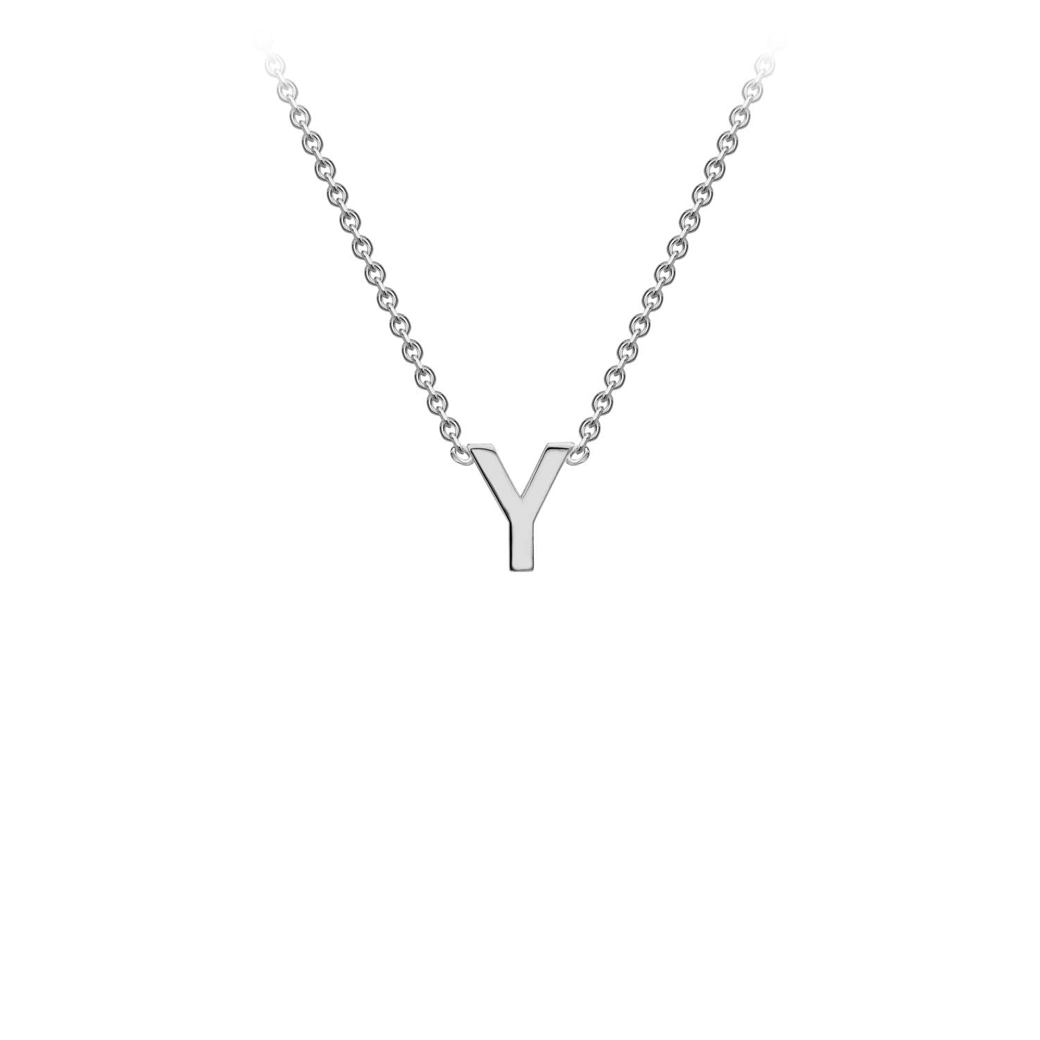 9K White Gold 'Y' Initial Adjustable Letter Necklace 38/43cm - Dracakis Jewellers