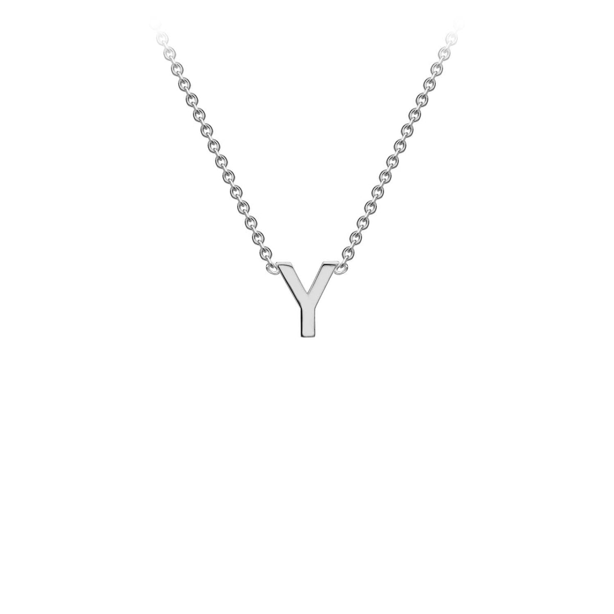 9K White Gold 'Y' Initial Adjustable Letter Necklace 38/43cm - Dracakis Jewellers