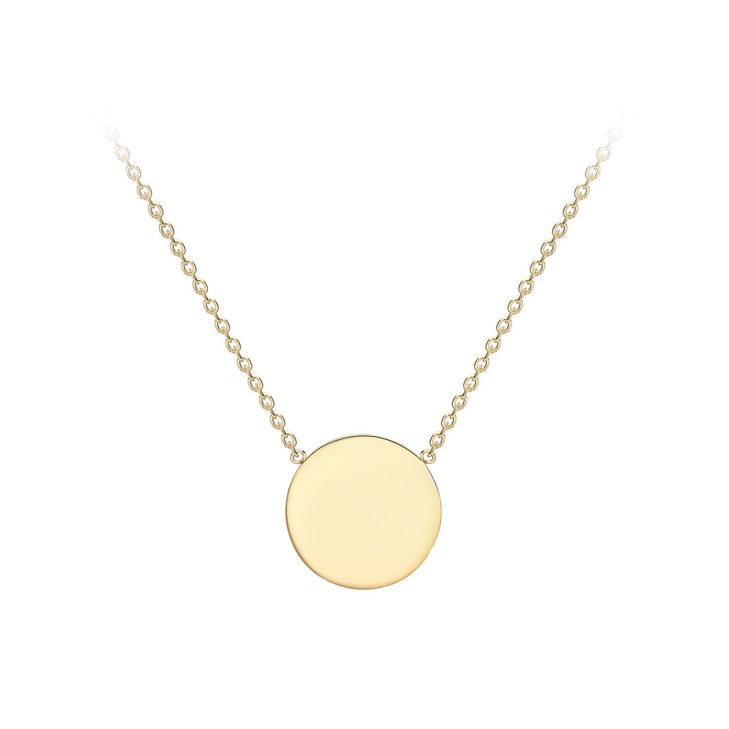 9K Yellow Gold 10mm Disc Adjustable Necklace 41cm-43cm - Dracakis Jewellers