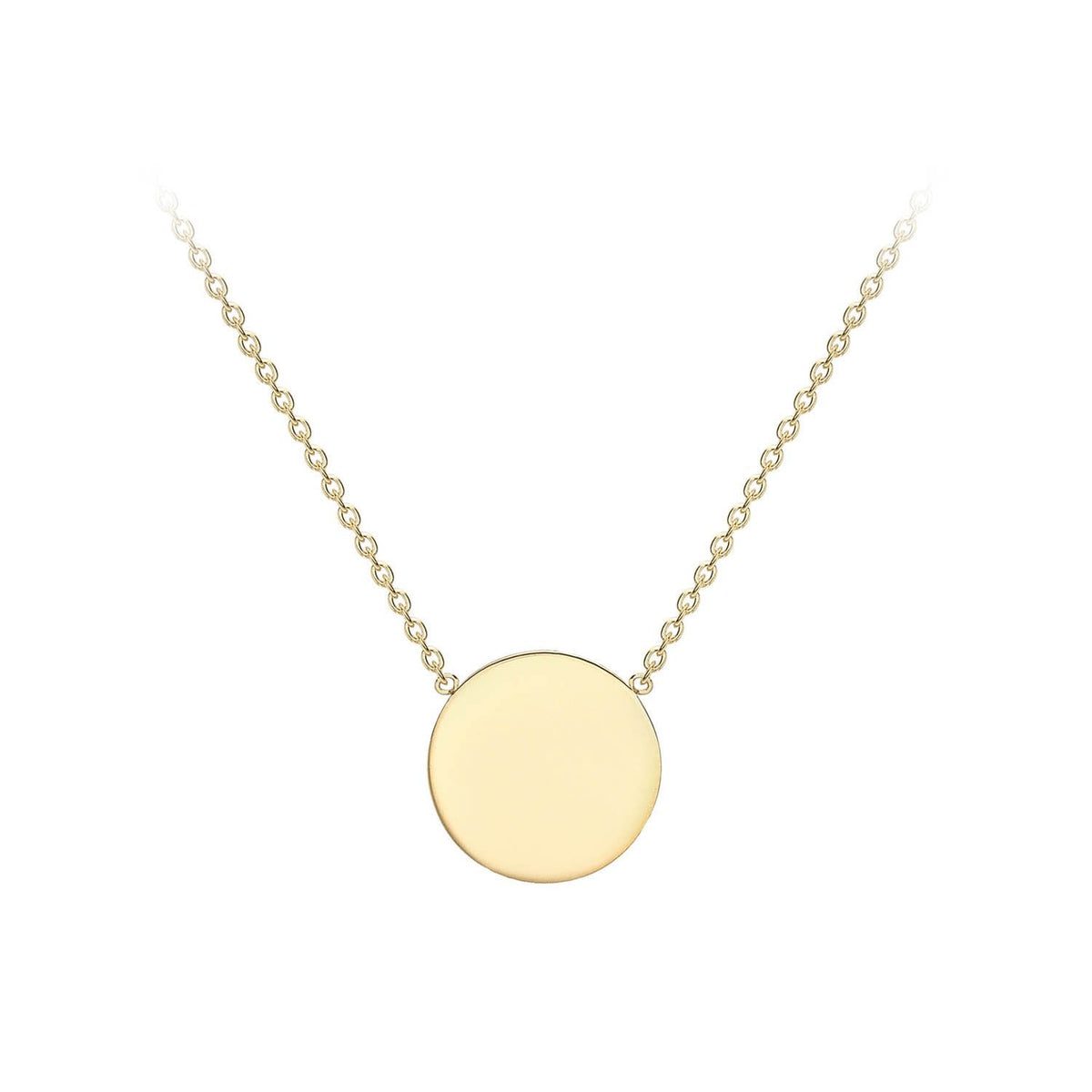 9K Yellow Gold 10mm Disc Adjustable Necklace 41cm-43cm - Dracakis Jewellers