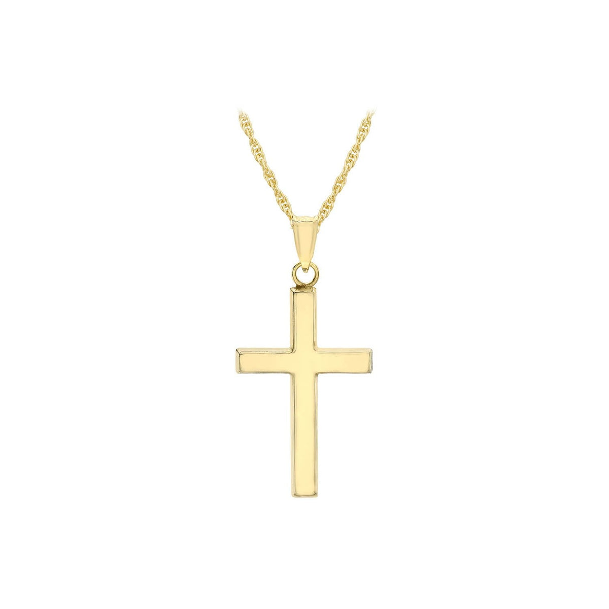 9K Yellow Gold 15mm x 25mm Cross 14 'Prince of Wales' Chain Necklace 46cm - Dracakis Jewellers