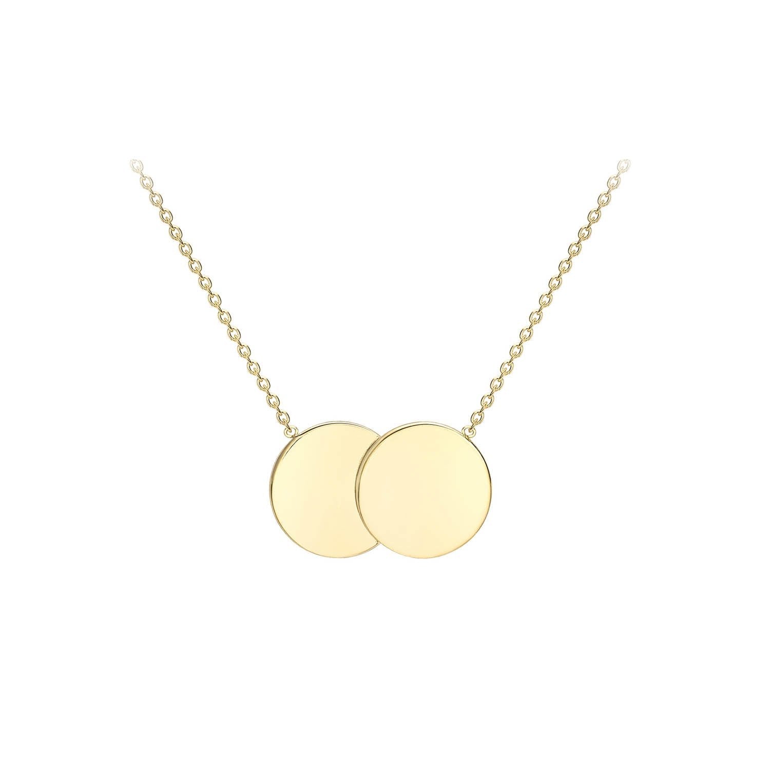 9K Yellow Gold 16.8mm x 10mm Double-Disc Adjustable Necklace 41cm-43cm - Dracakis Jewellers