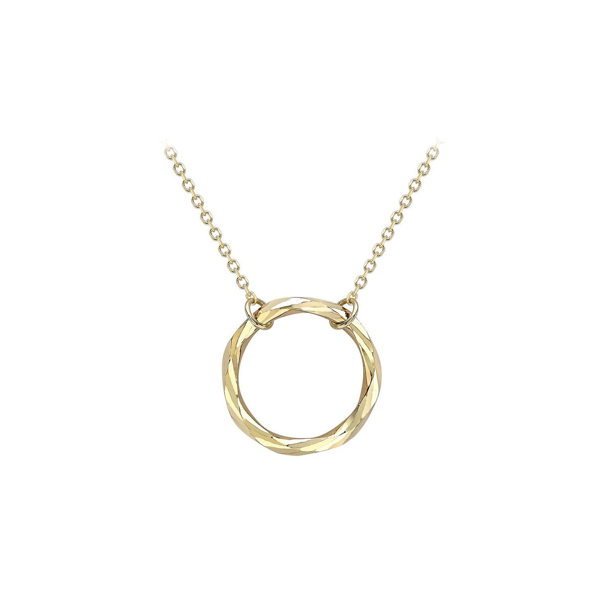 9K Yellow Gold 17.8mm Diamond Cut Ring Adjustable Necklace 43cm-46cm - Dracakis Jewellers