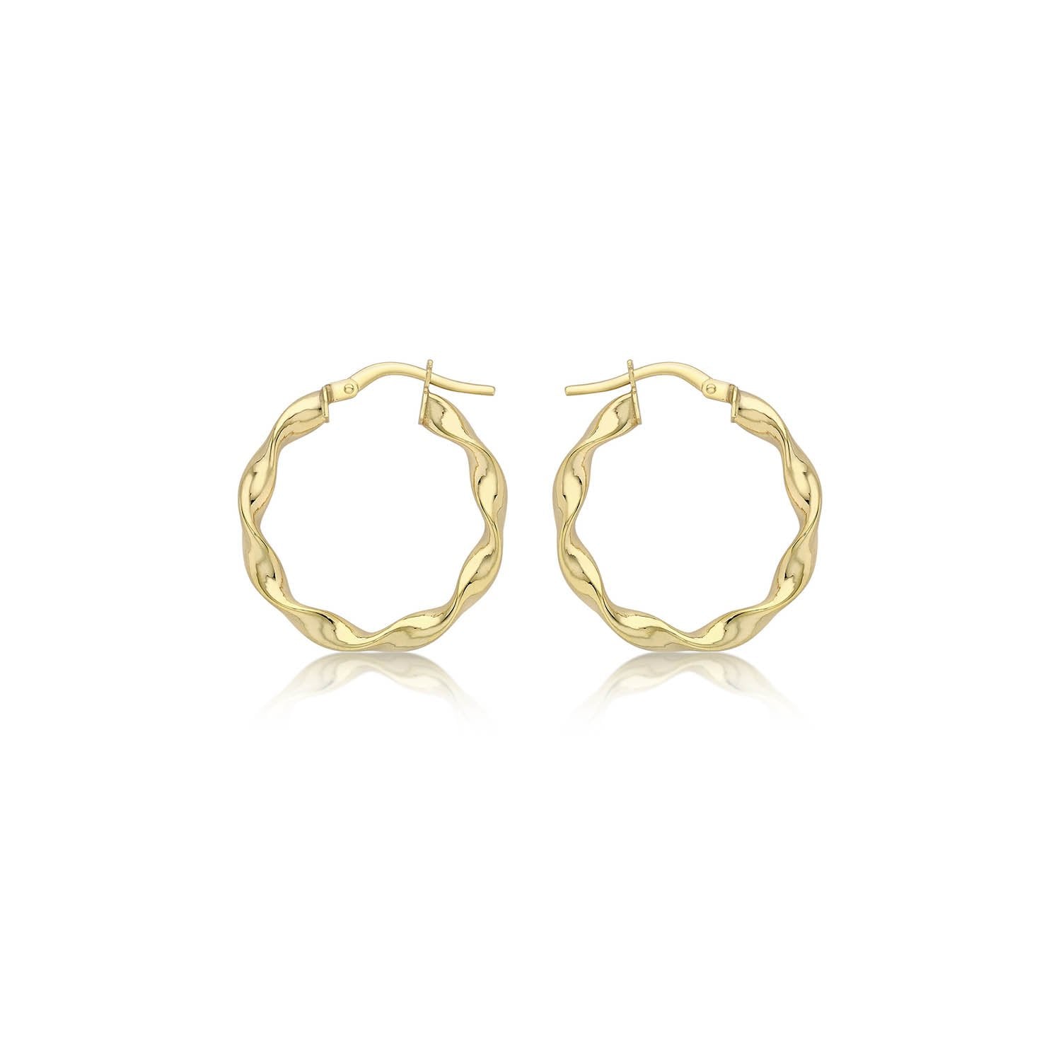 9K Yellow Gold 22.5mm Twist Hoop Creole Earrings - Dracakis Jewellers