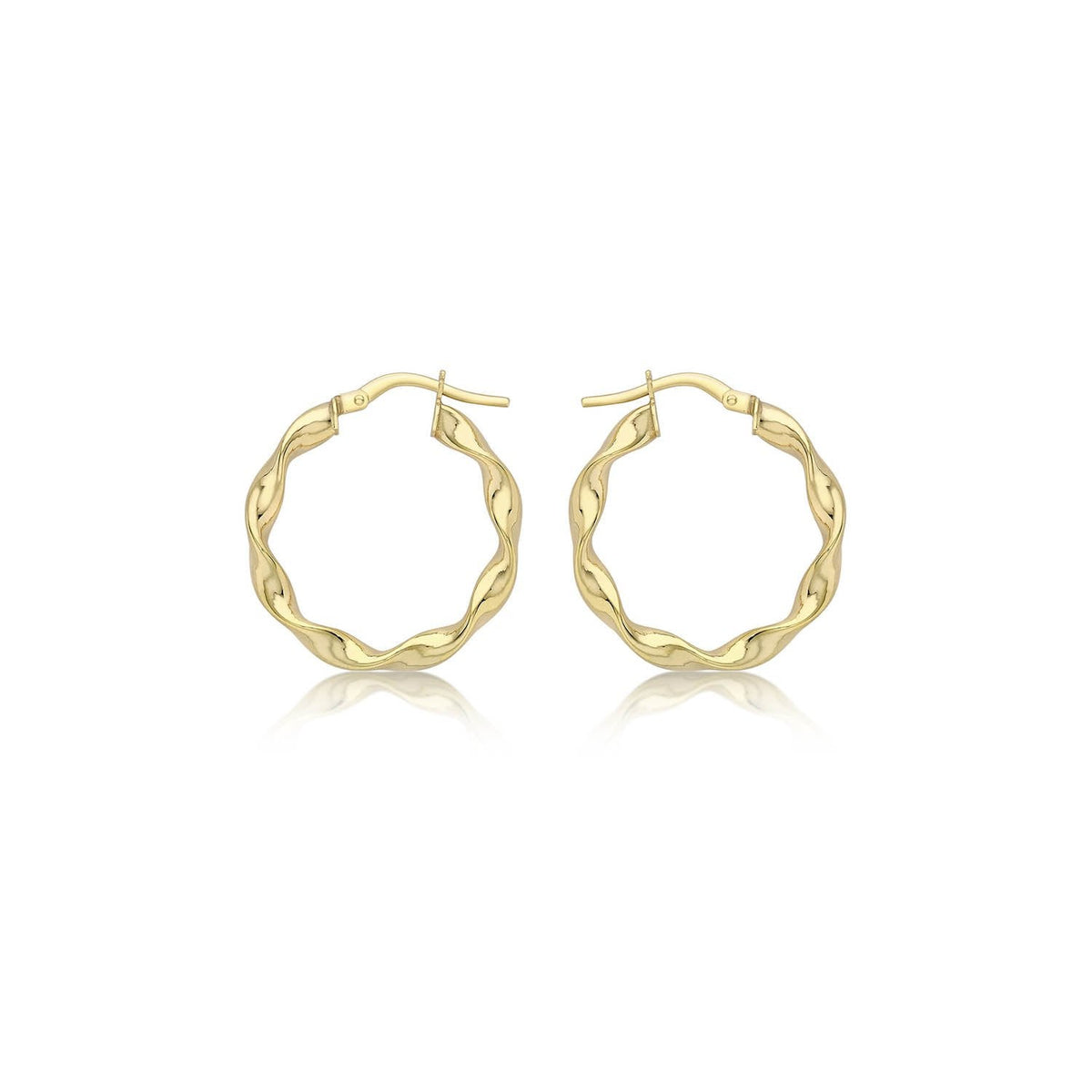 9K Yellow Gold 22.5mm Twist Hoop Creole Earrings - Dracakis Jewellers