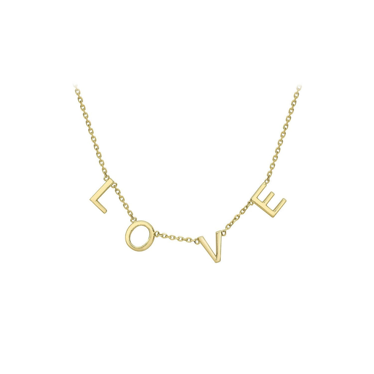 9K Yellow Gold 5mm 'Love' Adjustable Necklace 38cm-43cm - Dracakis Jewellers