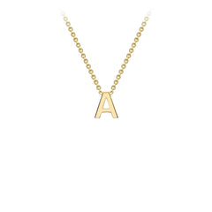 9K Yellow Gold 'A' Initial Adjustable Letter Necklace 38/43cm - Dracakis Jewellers