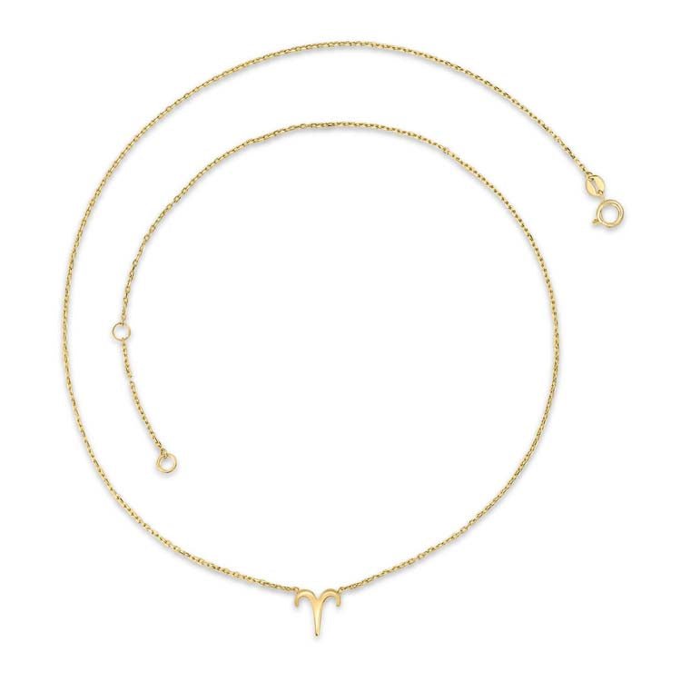 9K Yellow Gold Aries Zodiac Necklace 40-45cm - Dracakis Jewellers