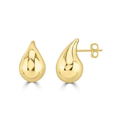 9K Yellow Gold Bold Hollow Drop Earrings - Dracakis Jewellers