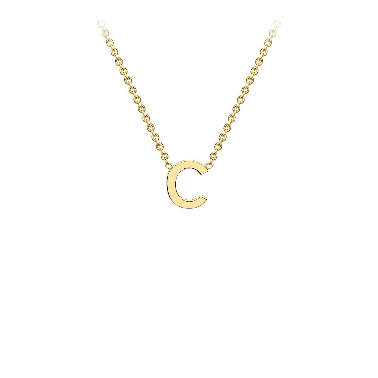 9K Yellow Gold 'C' Initial Adjustable Letter Necklace 38/43cm - Dracakis Jewellers