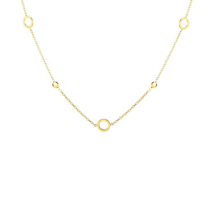 9K Yellow Gold Circle Bead Necklace 45cm - Dracakis Jewellers