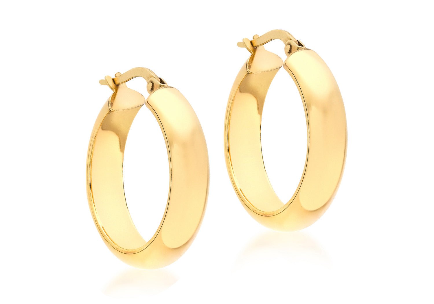 9K Yellow Gold Creole Hoops 15 mm - Dracakis Jewellers