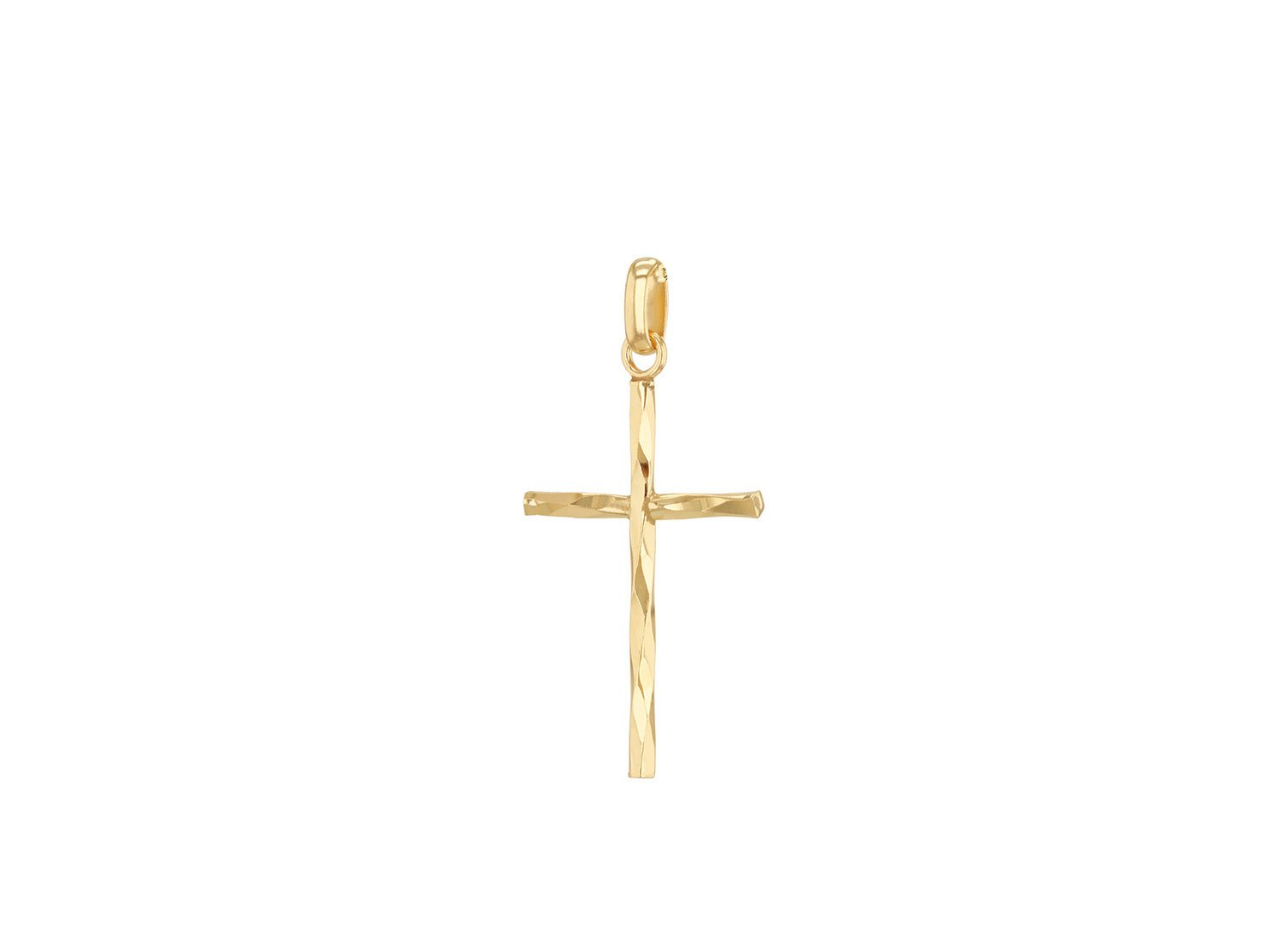 9K Yellow Gold Diamond Cut Cross Pendant - Dracakis Jewellers