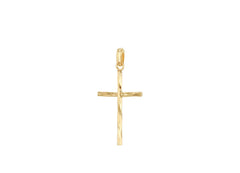 9K Yellow Gold Diamond Cut Cross Pendant - Dracakis Jewellers