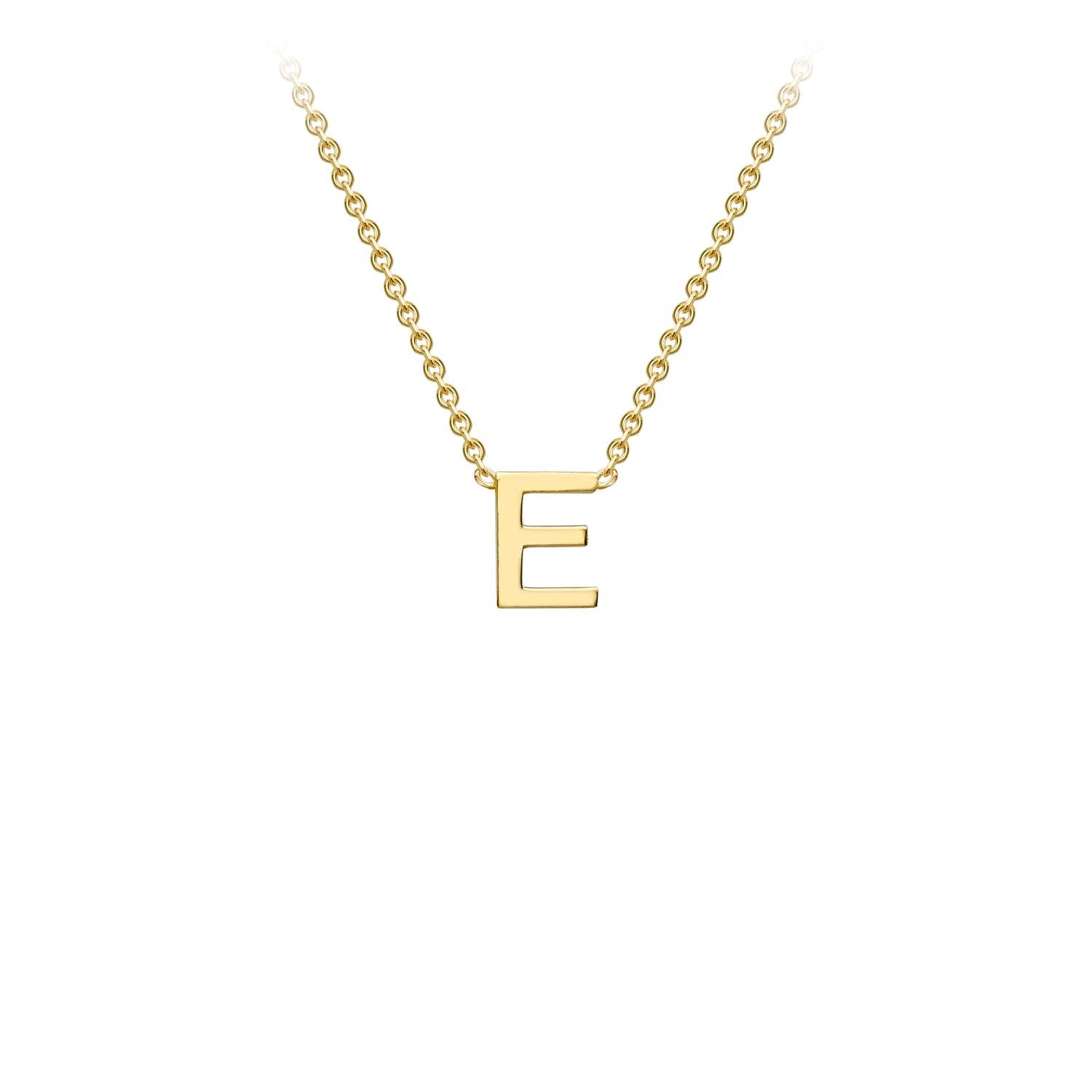 9K Yellow Gold 'E' Initial Adjustable Letter Necklace 38/43cm - Dracakis Jewellers