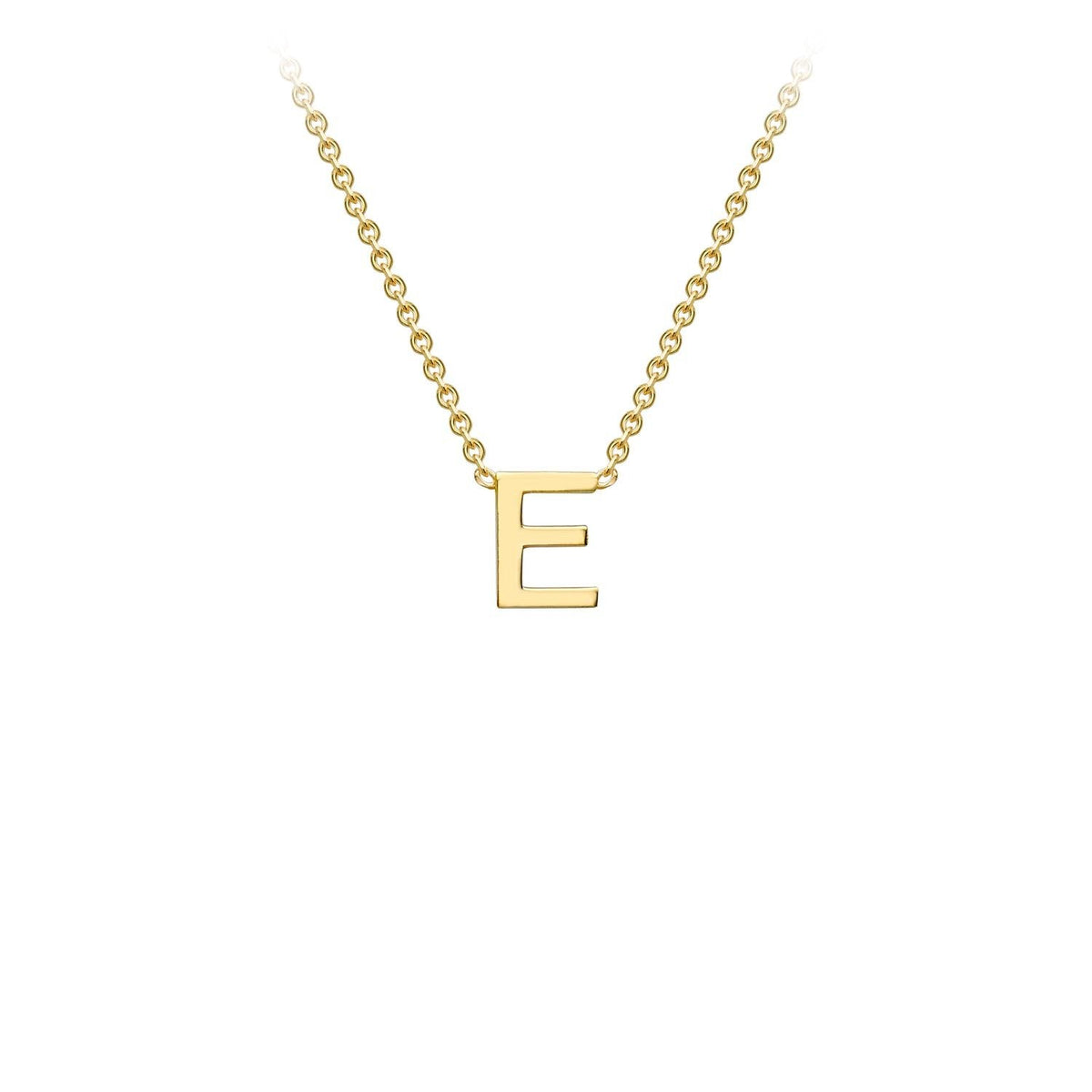 9K Yellow Gold 'E' Initial Adjustable Letter Necklace 38/43cm - Dracakis Jewellers