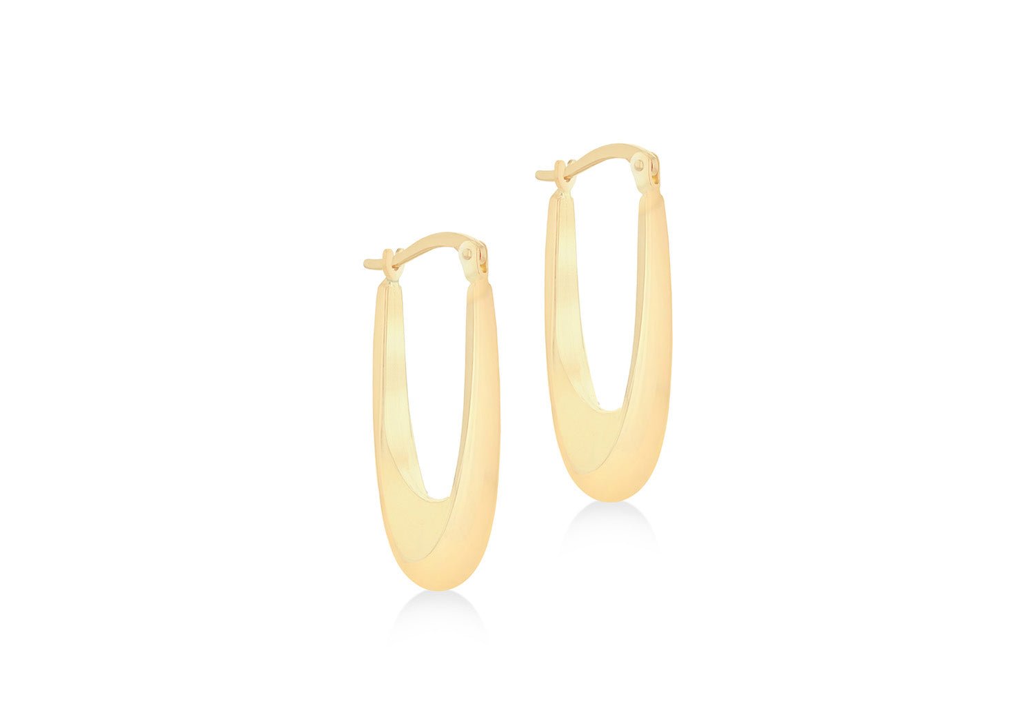 9K Yellow Gold Elongated Drop Hoop Earrings - Dracakis Jewellers