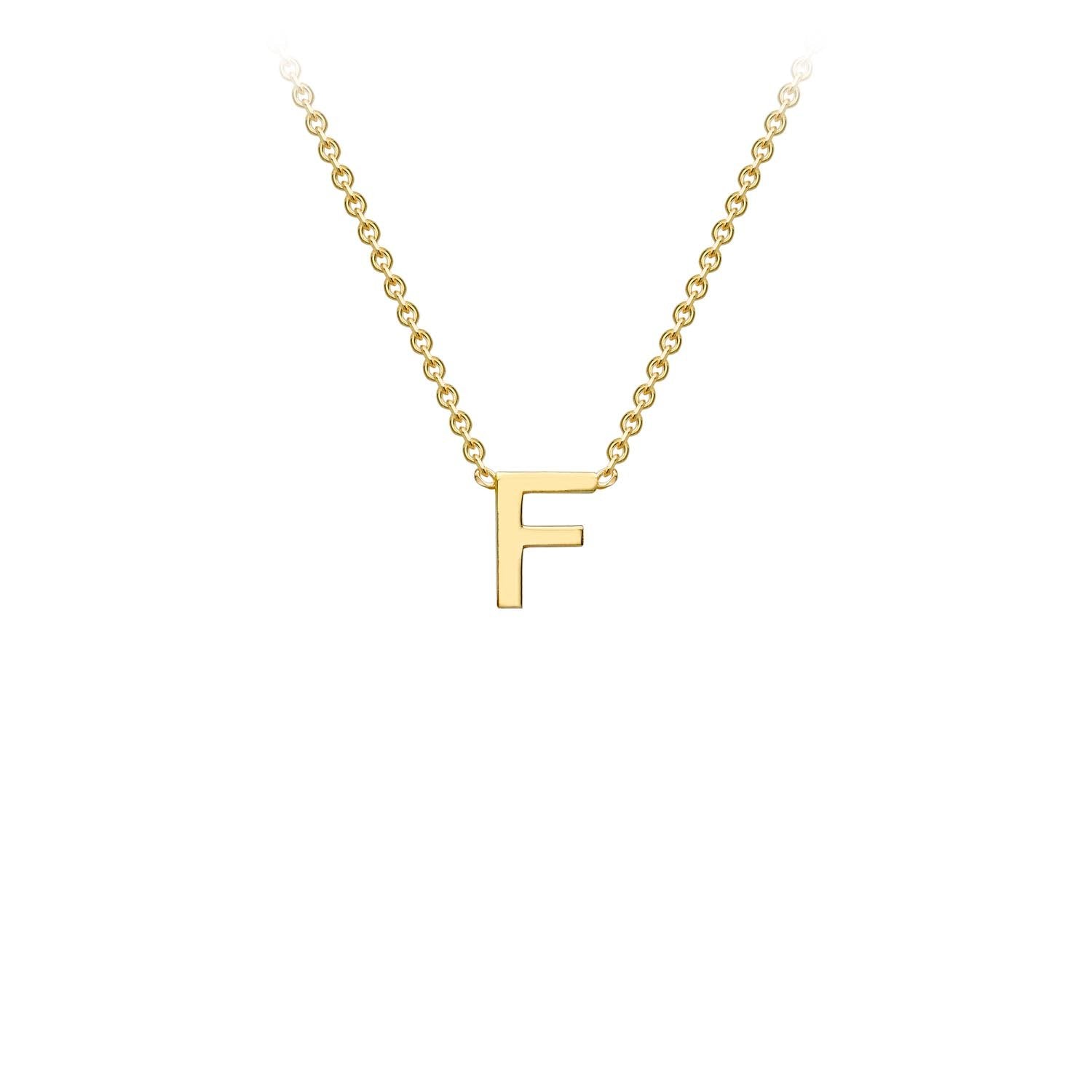 9K Yellow Gold 'F' Initial Adjustable Letter Necklace 38/43cm - Dracakis Jewellers