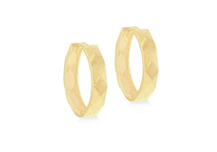 9K Yellow Gold Faceted Hoop Earrings 20mm - Dracakis Jewellers