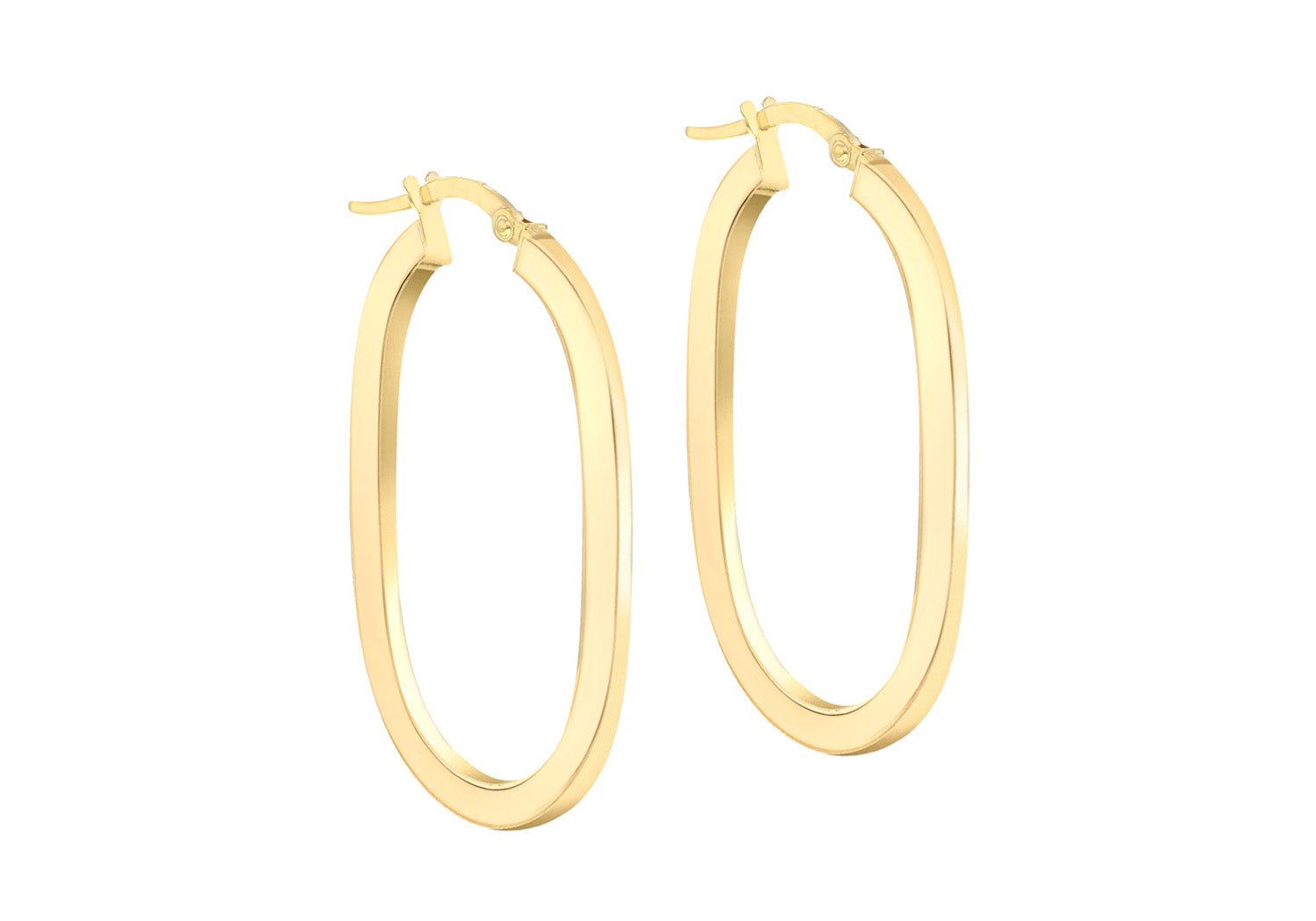 9K Yellow Gold Flat Oval Hoops - Dracakis Jewellers