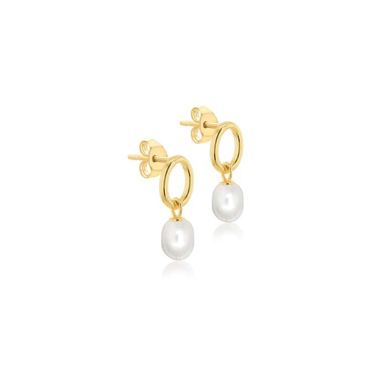 9K Yellow Gold Freshwater Oval Baroque Pearl Drop Earrings - Dracakis Jewellers