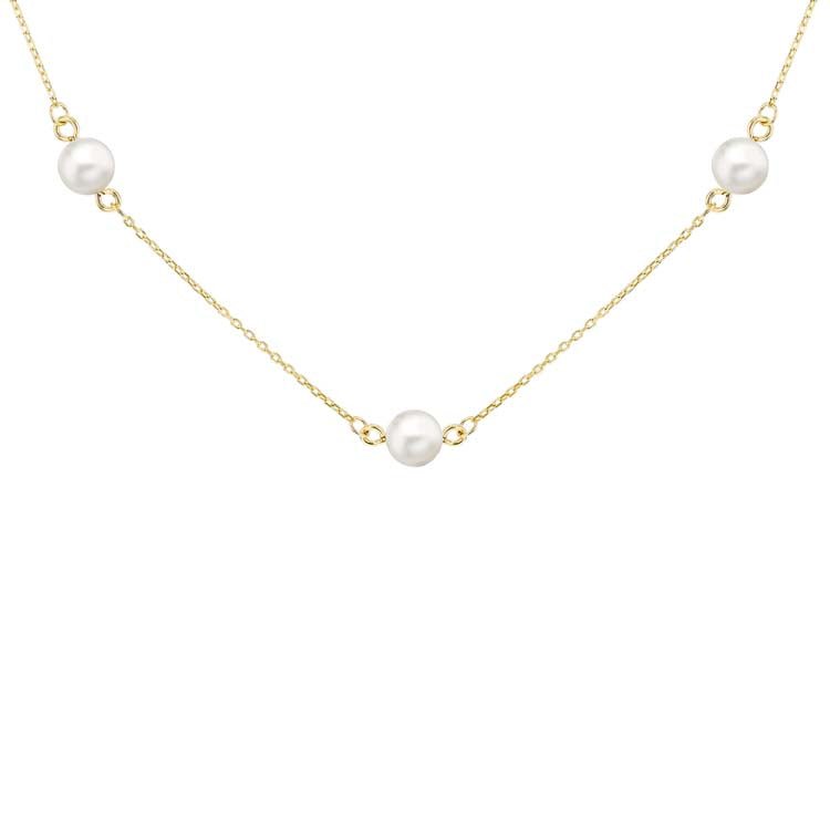 9K Yellow Gold Freshwater Pearl Necklace 41+2.5cm - Dracakis Jewellers