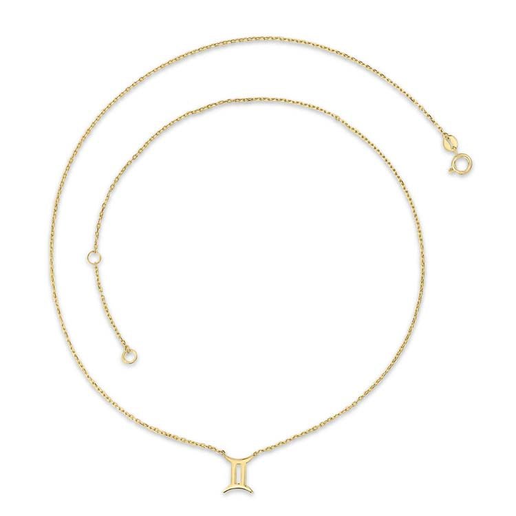 9K Yellow Gold Gemini Zodiac Necklace 40-45cm - Dracakis Jewellers