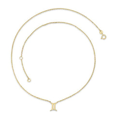 9K Yellow Gold Gemini Zodiac Necklace 40-45cm - Dracakis Jewellers