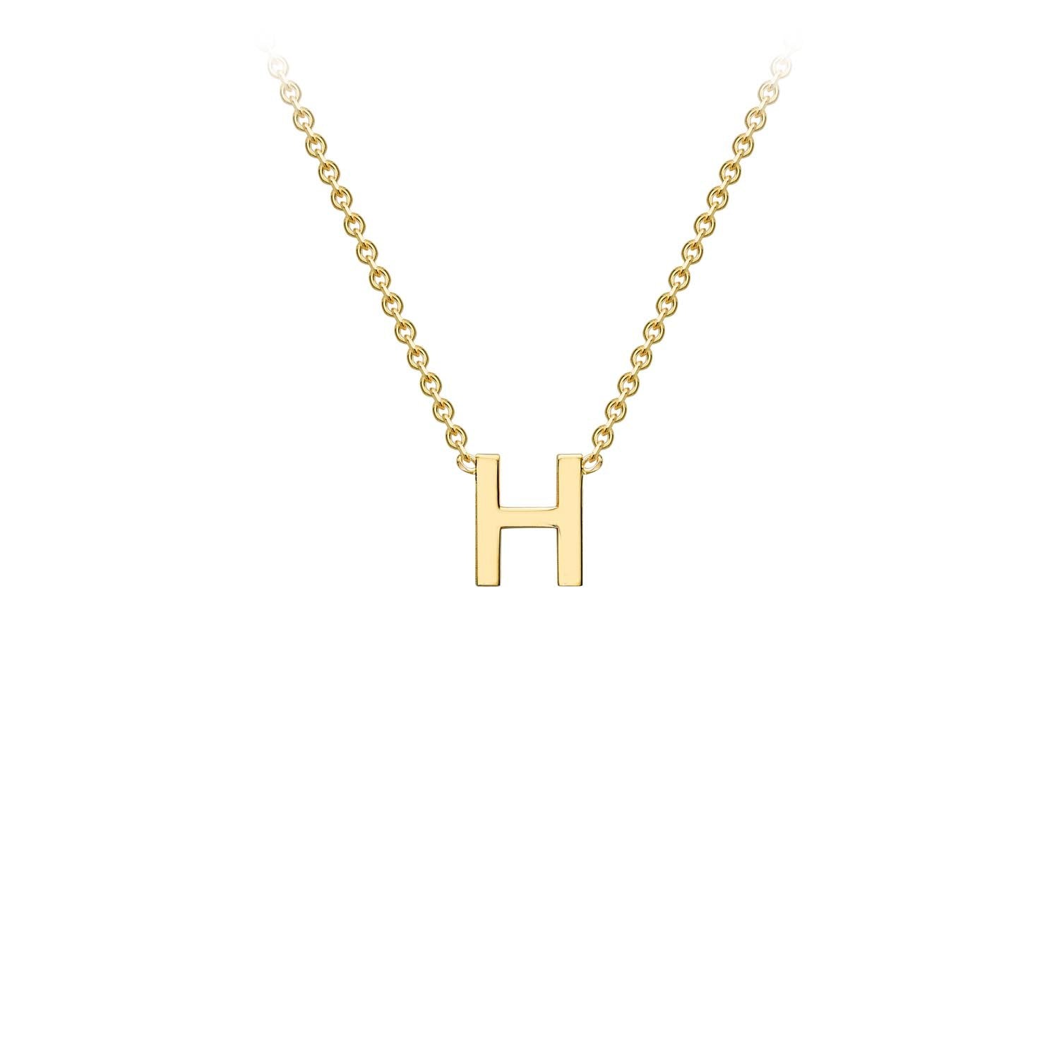 9K Yellow Gold 'H' Initial Adjustable Letter Necklace 38/43cm - Dracakis Jewellers