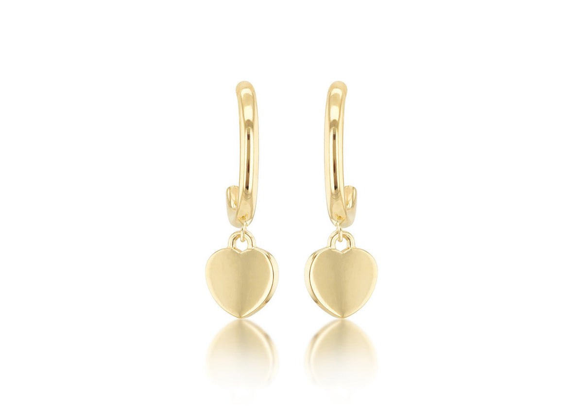 9K Yellow Gold Heart Drop Earring - Dracakis Jewellers