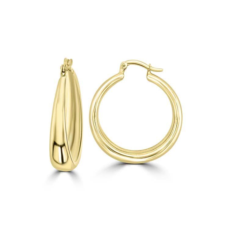 9K Yellow Gold Hollow Fluid Hoops - Dracakis Jewellers