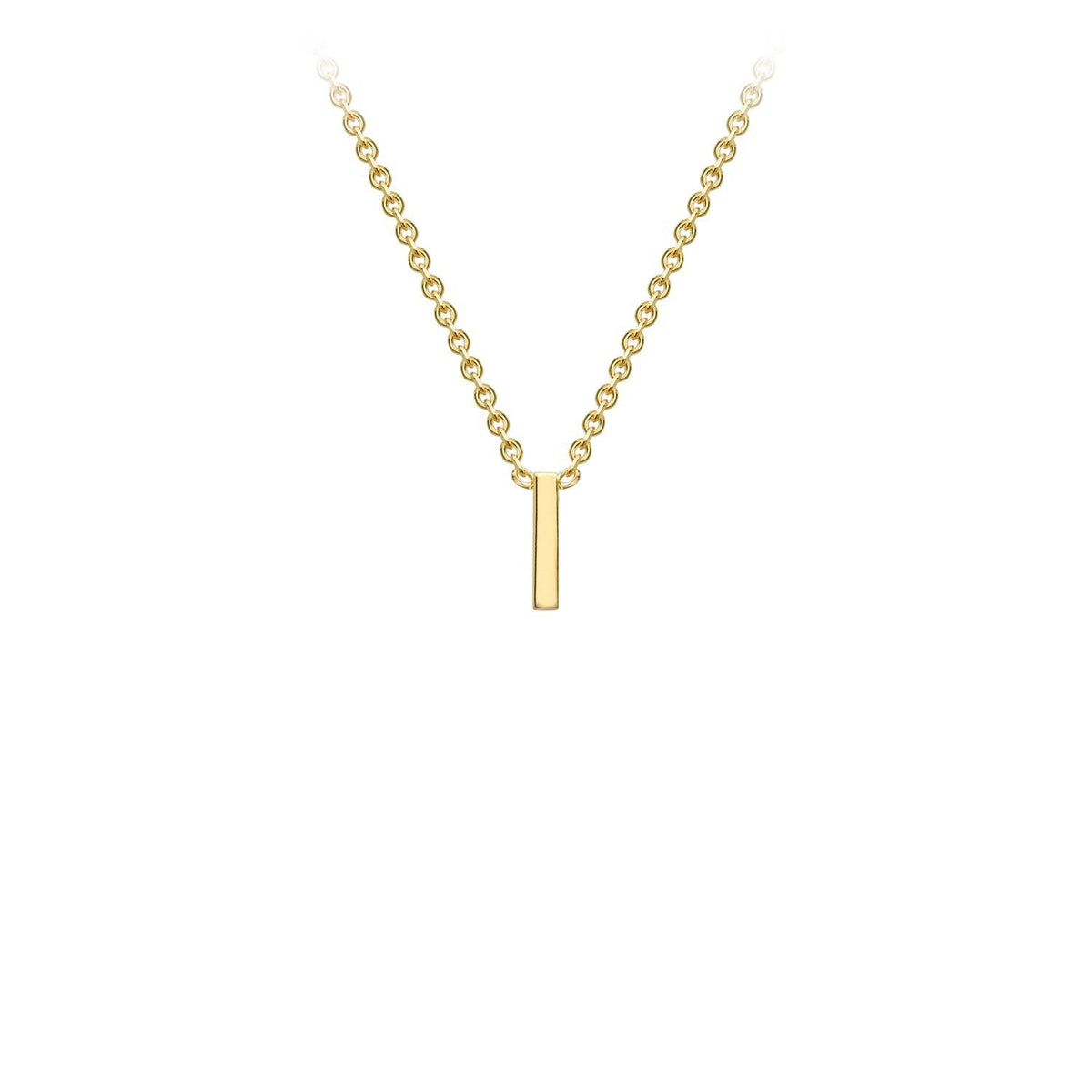 9K Yellow Gold 'I' Initial Adjustable Letter Necklace 38/43cm - Dracakis Jewellers