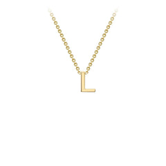 9K Yellow Gold 'L' Initial Adjustable Letter Necklace 38/43cm - Dracakis Jewellers