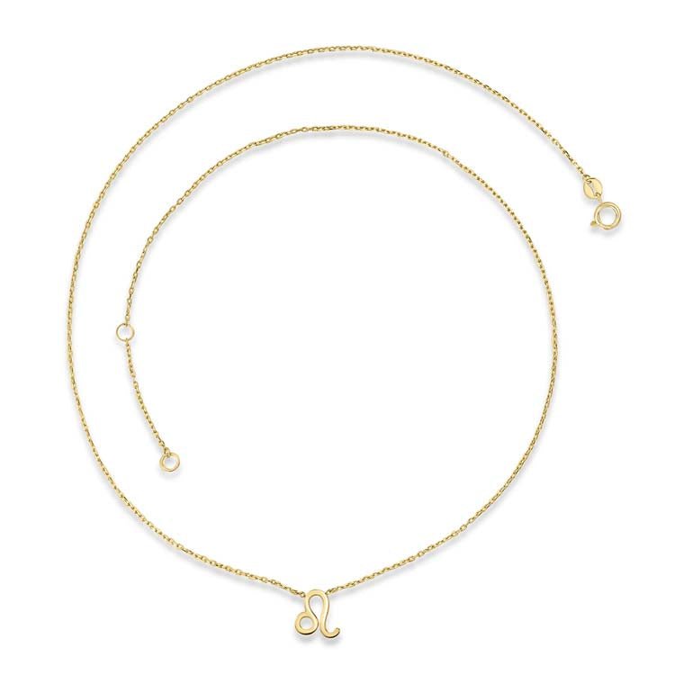 9K Yellow Gold Leo Zodiac Necklace 40-45cm - Dracakis Jewellers