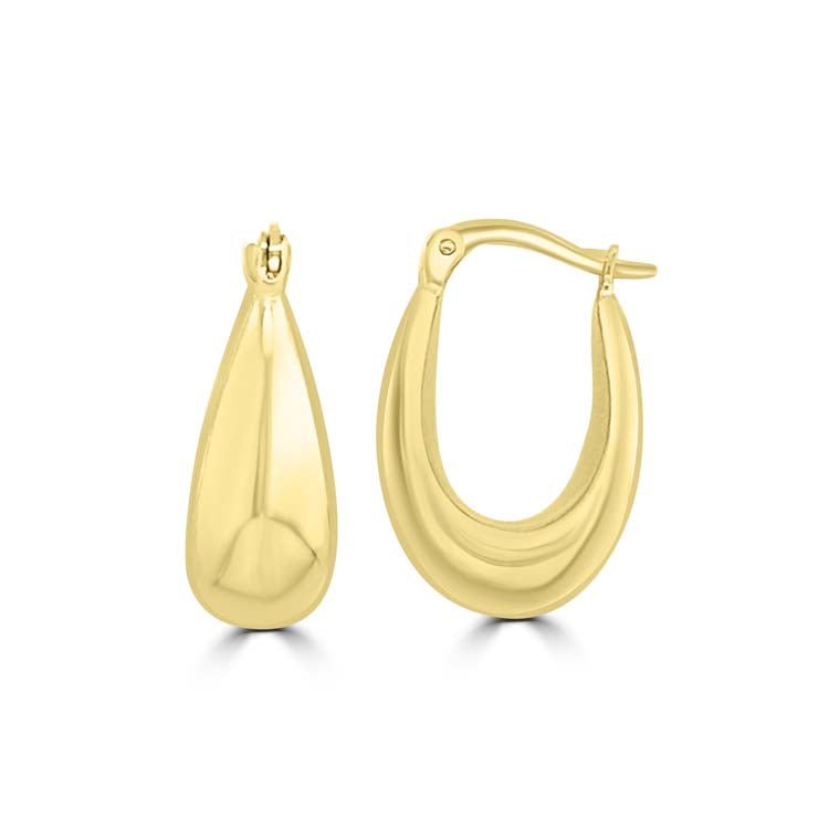 9K Yellow Gold Liquid Hollow Hoops 17mm - Dracakis Jewellers