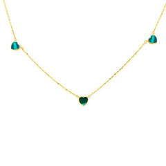 9K Yellow Gold Malachite Heart Necklace 41+2.5cm - Dracakis Jewellers