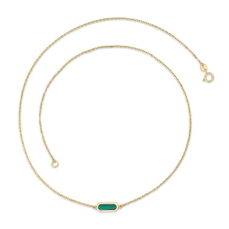 9K Yellow Gold Malachite Necklace 45cm - Dracakis Jewellers