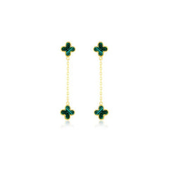 9K Yellow Gold Malachite Petal Drop Earrings - Dracakis Jewellers